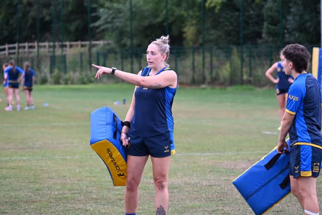 Caitlin Beevers training with Leeds Rhinos before her latest knee injury. Picture by Leeds Rhinos.
