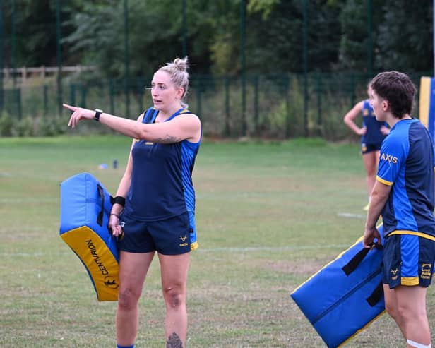 Caitlin Beevers training with Leeds Rhinos before her latest knee injury. Picture by Leeds Rhinos.