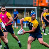 New signing Matt Frawley takes part in his first Leeds Rhinos field session, at their Kirkstall ground on Tuesday. Picture by James Hardisty.