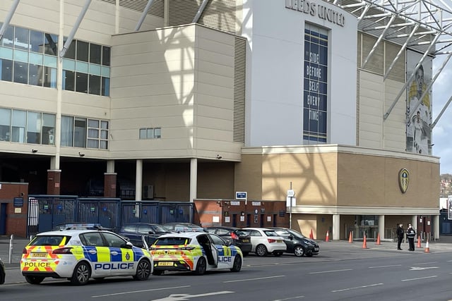 Police cars have been pictured outside the stadium.