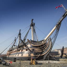 HMS Victory, Lord Nelson's flagship during the Battle of Trafalgar, is now in Portsmouth Historic Dockyard home