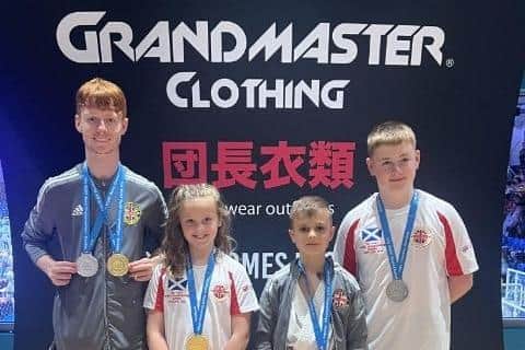 Winners at the WUKF World Championships. From left to right, Jack Gallagher, 20, Esme Haycock, 10, Sam Simon, 11, Alfie Haycock, 14.