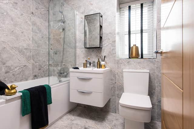 Modern family bathrooms with high quality finishes available at Aubretia View.