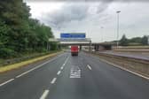 The M621 westbound exit slip road at junction three has been closed following a serious crash. Picture: Google