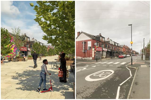 Charity Possible has drawn up ‘car free’ designs for Tempest Road in Beeston and for outside Leeds United’s iconic Elland Road stadium. Picture: Possible