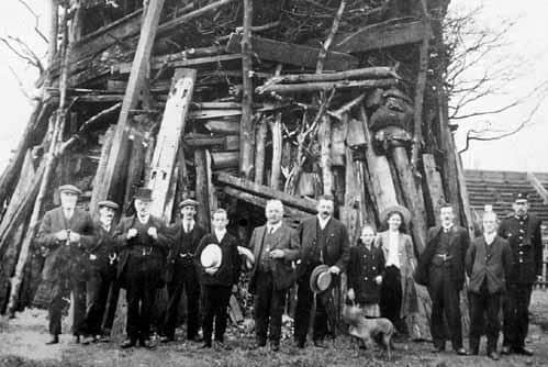 Morley Corporation's bonfire for the coronation of King George V on Morley Rugby Ground. Among the people gathered in front are the Town Clerk, Fred Thackray, and his daughter, and also police inspector Tom Hutchinson. PIC: David Atkinson Archive