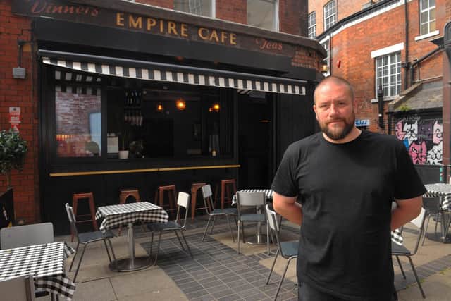 Sam Pullan, co-owner and Chef Patron outside The Empire Cafe, Fish Street, Leeds. (Pic credit: Steve Riding)