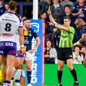 Leeds Rhinos' Maika Sivo is sin-binned by referee Chris Kendall during Friday's 40-22 win against Wakefield Trinity a AMT Headingley. Picture by Allan McKenzie/SWpix.com.