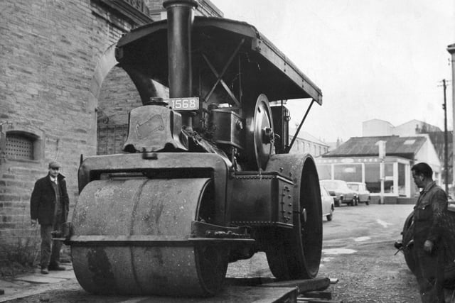 This 47-year-old steam roller left its home in Cleckheaton in an undignified manner in February 1970.  It was loaded onto a transporter which will take it to a life of retirement in Belper, Derbyshire. Spenborough councillors had had many arguments as to whether they should sell their roller or keep it in the borough as a museum piece. In the end it was decided to sell the 12 ton roller, built in Leeds, to an enthusiast for £550. "I feel sickened. It is like losing an old friend," reflected Jim Smith who has driven the steam roller for the last 10 years as he drove it on to the transporter.