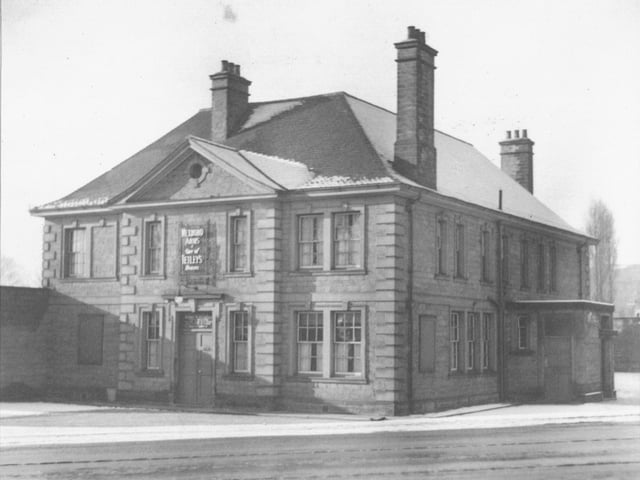 The Mexborough Arms on Harrogate Road pictured in 1935.  This building from 1925 replaced an earlier inn also called the Mexborough Arms which had previously been called the Bowling Green. It was built on land which had been part of the estate of the Earl of Mexborough. It had reputedly the largest bowling green in Yorkshire. This survived until 1978when the site became a car park.