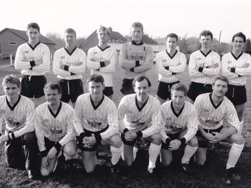 Knaresborough Town, who played in the Premier Division of the Harrogate and District League, pictured in November 1989. Back row, from left, are Paul Wilcock, Robby Pearson,. Geoff Cooper, Mark Wright, Mark Booth, John Huby and John Wright. Front row, from left, are Mark Codman, Mick Dawes, Heath Anderson, Glen Garbutt, Neil Bland and John Grafton.