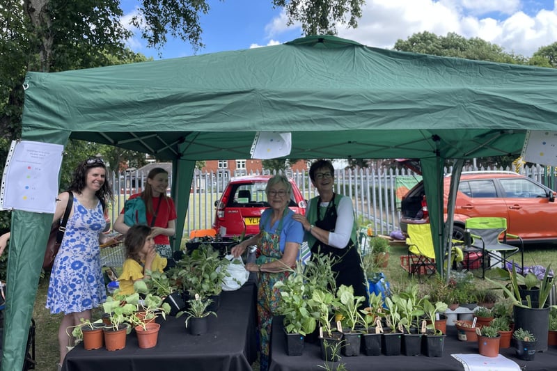 Cross Flatts Park was filled with many different stalls - from health and wellbeing checks to food and drinks. Pictured are Beeston in Bloom, a voluntary group promoting community pride.