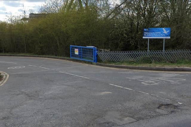 Double yellow lines have been painted along Astley Lane, which leads St Aidan’s Nature Reserve, near Methley.