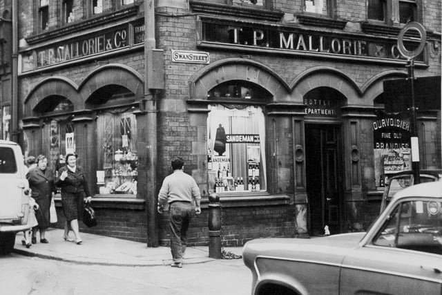 Leeds city centre wine merchants, T. P. Mallorie and Co. Ltd., pictured in October 1963 boasted a history going back more than 150 years.