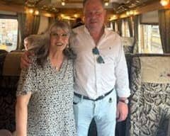 Write on ... author Milly with the train's owner David Pitts