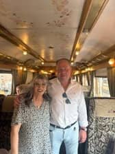 Write on ... author Milly with the train's owner David Pitts