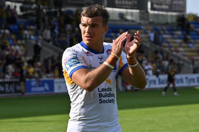Leeds Rhinos fan Katie Marczynski has been impressed with young players, including Presley Cassell, in recent games. Picture by Matthew Merrick/SWpix.com.