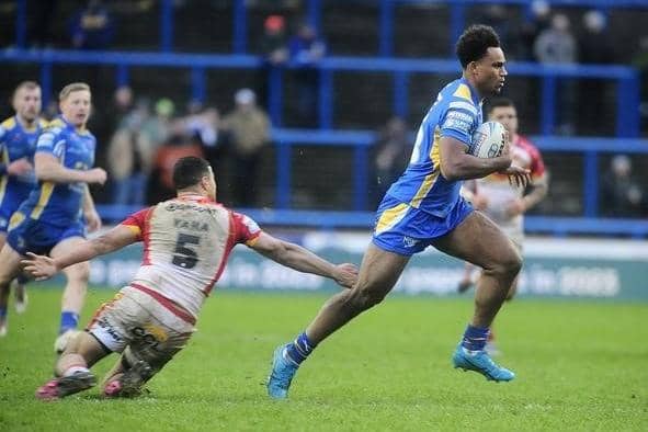 Leon Ruan in Super League action for Leeds Rhinos against Catalans Dragons earlier this month. Picture by Steve Riding.