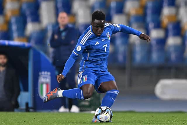 IMPACT: From Leeds United's Willy Gnonto, above, for Italy's under-21s. Photo by Francesco Pecoraro/Getty Images.