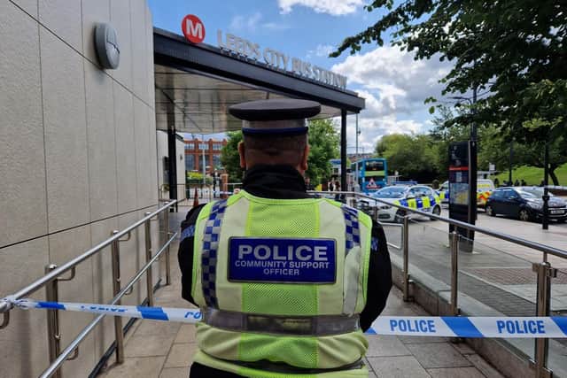 The entrance on York Street and part of the foyer area of Leeds Bus Station were cordoned off by police. Photo: National World