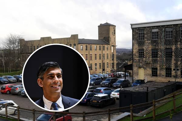 Prime Minister Rishi Sunak, inset, promised to “back the incredible people” of Leeds on a visit to Sunny Bank Mills in Farsley on November 23. Photo: National World/Getty Images.