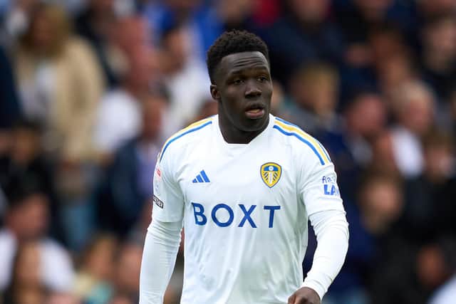 LEEDS, ENGLAND - AUGUST 06: Wilfried Gnonto of Leeds United looks on during the Sky Bet Championship match between Leeds United and Cardiff City at Elland Road on August 06, 2023 in Leeds, England. (Photo by Alex Caparros/Getty Images)