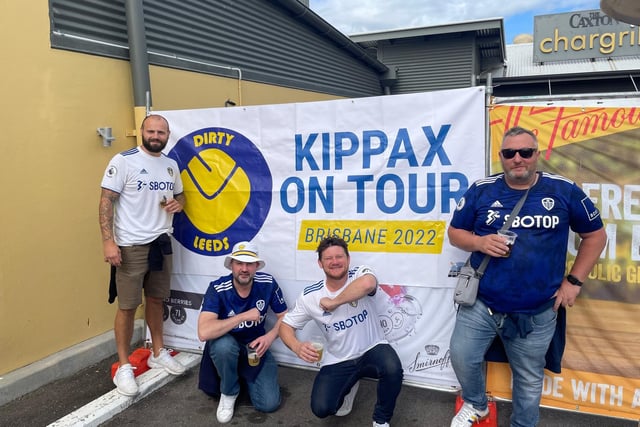 Kippax Whites do the Leeds salute