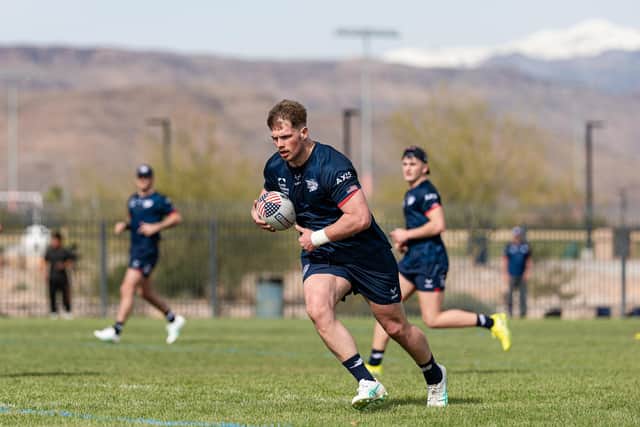 Leeds Rhinos' Tom Holroyd training in Las Vegas on Wednesday. Picture by Alex Whitehead/SWpix.com.