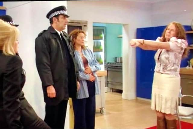 Stephen playing a police officer in an episode of Absolutely Fabulous alongside Joanna Lumley, Julia Sawalha and Jennifer Saunders.
