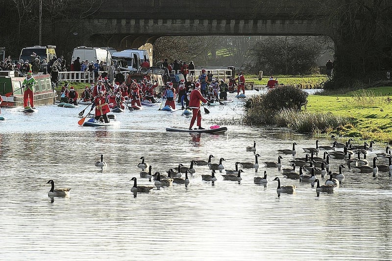 Paddlers move their way along the Leeds Liverpool Canal. (pic by Steve Riding)