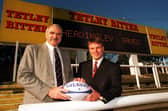 Paul Caddick, left with Gary Hetherington at Headingley when their takeover of Leeds Rugby Leauge Club was announced in October, 1996. Picture by Mark Bickerdike.