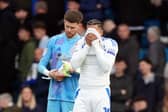 HEARTBREAK: Leeds United's Illan Meslier (left) and Mateo Joseph reacts after their errors lead to Swansea City's stoppage-time equaliser (Image: Martin Rickett/PA Wire)
