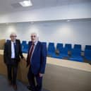 Kevin McLoughlin, senior coroner for West Yorkshire eastern coroner’s service, left, and Les Shaw, Wakefield Council's cabinet member for resources and property, stand inside the main coroner's court at Mulberry House, Merchant Gate, Wakefield.