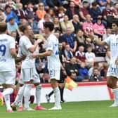 WINNER: Luke Ayling and Leeds United celebrate the only goal of the game at Hearts.