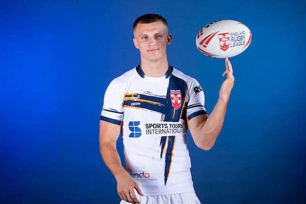 Leeds Rhinos' Ash Handley in England kit ahead of Saturday's Test in France. Picture by Allan McKenzie/SWpix.com.