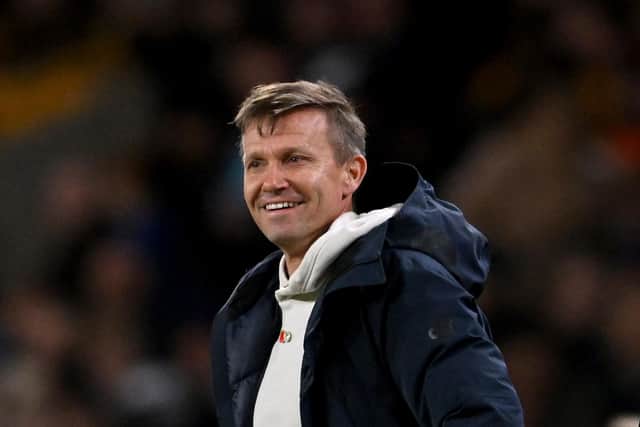 WOLVERHAMPTON, ENGLAND - NOVEMBER 09:  Jesse Marsch the manager of Leeds United during the Carabao Cup Third Round match between Wolverhampton Wanderers and Leeds United at Molineux on November 09, 2022 in Wolverhampton, England. (Photo by Ross Kinnaird/Getty Images)