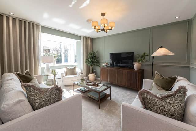The lounge of the Milford showhome at the Lovell Saints Green site.