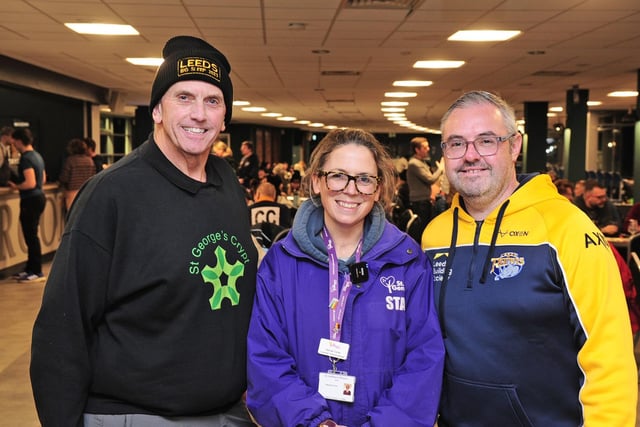 Chris Fields, chief executive of St George's Crypt, Hannah Corne, corporate fundraising manager at St Gemma's Hospice, and Gareth Cook, head of community at Leeds Rhinos Foundation