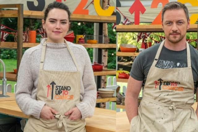 Daisy Ridley and James McAvoy are taking part in the Celebrity Bake Off (Channel 4)