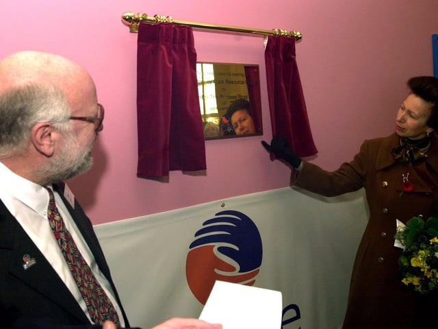 Anne, Princess Royal unveils a plaque  at the Rodney  Clark Resource Centre  in Wakefield tom officially open the centre in November 2000.