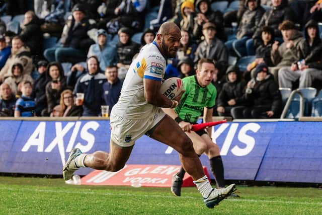 Winger Maika Sivo grabbed a hat-trick against Warrington Wolves and has scored 14 tries in six appearances for Leeds Rhinos. Picture by Alex Whitehead/SWpix.com.