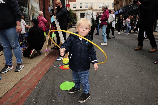 Two-year-old Oliver Clarke enjoyed the circus activities that were put on during the event.