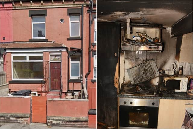 The blaze gripped the basement flat on Berkeley Grove, Harehills. The damage and smoke damage can be seen in the kitchen area of the flat where Mr Sheridan had been living.