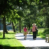 Walkers in Golden Acre Park, Leeds, in the heatwave. Picture: Jonathan Gawthorpe