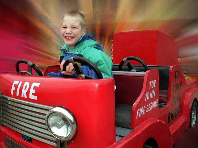 A fun fair was held in the car park of a Belle Isle pub. Pictured is Jason Hinks enjoying himself.