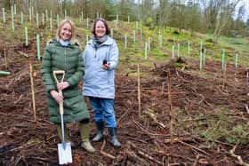 Artist Lucy Pittaway with Swinton Estate owner Felicity Cunliffe-Lister