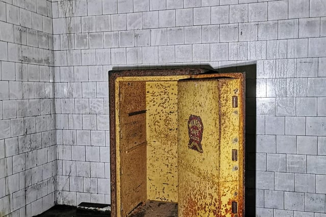 One of the old safes remains in the bank