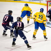 STRIKE ONE: Sam Dunn (#11) scores to make it 4-1 to Leeds against peterborough. Picture: ben Gordon/Knights Media.