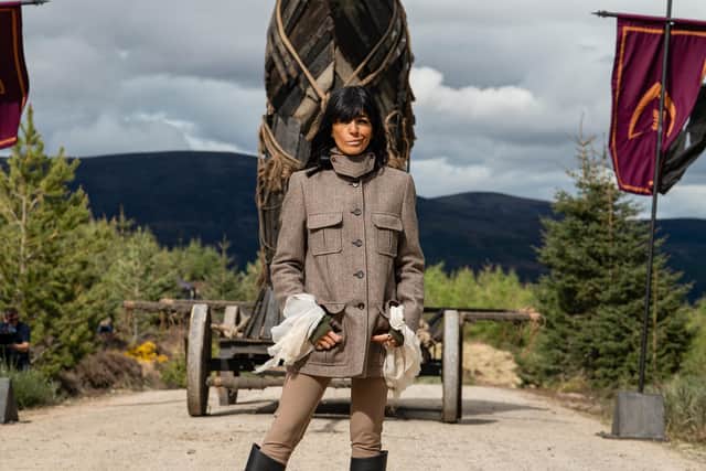In the first episode of The Celebrity Traitors, Claudia Winkleman wears this beautiful Chloe jacket (£2,125, Harveynichols.co.uk) and blouse. CREDIT: BBC/Studio Lambert/Euan Cherry