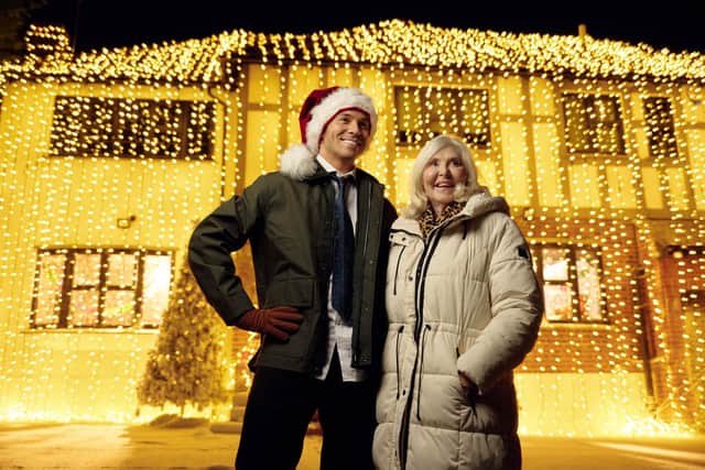 Reality TV star Joey Essex decorates his mansion with incredible Christmas lights display in hilarious new film.